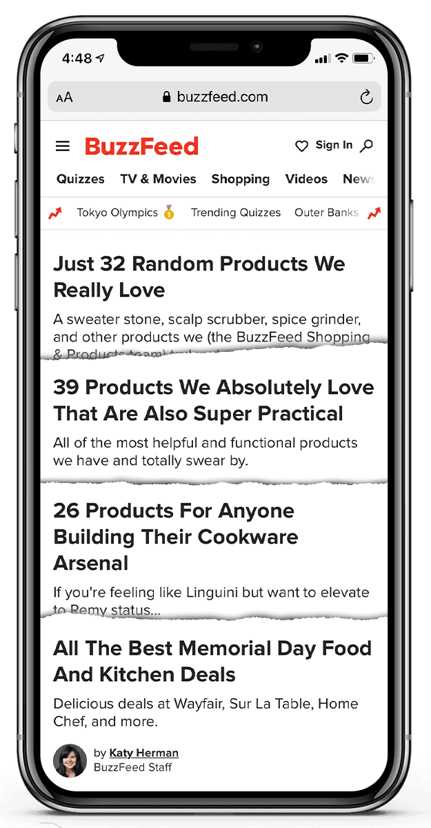 360 Cookware Buzzfeed Mashup on iPhone